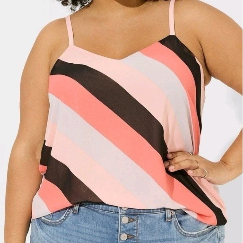 Torrid Women's Sophie Swing Cami Sz 3 (22/24) Excellent Condition Chiffon Stripe - Picture 2 of 12